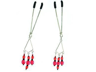 Nipple Clamps Tweezer W/Red Beads