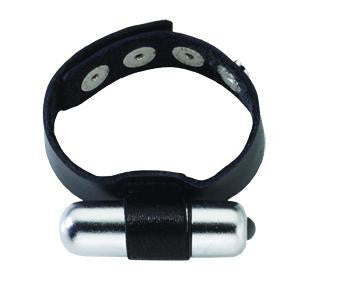 Original Vibrating Leather Cock Ring - Black