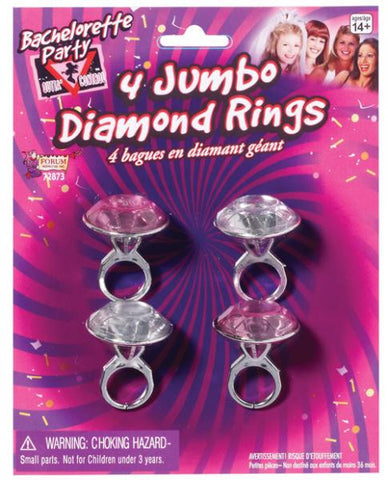 Bachelorette Party Outta Control Jumbo Diamond Ring 4 Pack