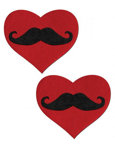 Pastease Red Mustache Heart Pasties O/S