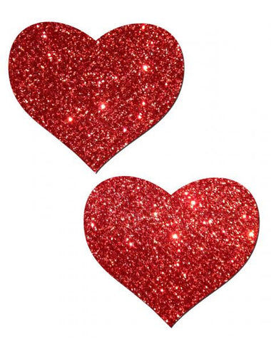 Pastease Red Glitter Heart Pasties O/S