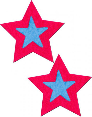 Electric Turquoise Hot Pink Star Pasties O/S