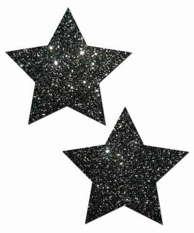 Black Glitter Star Pasties O/S