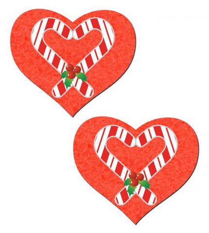 Pastease Candy Cane Red Heart Pasties O/S