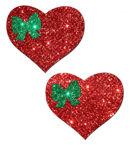 Pastease Glitter Heart Green Bow Pasties