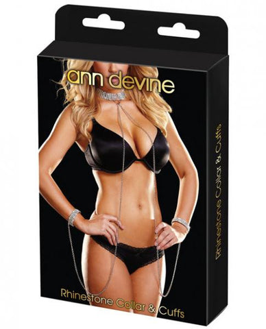 Rhinestone Collar and Cuffs Slave Body Jewelry