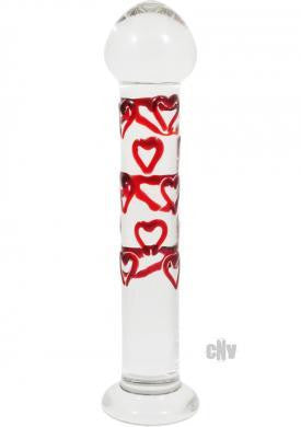 Adam &amp; Eve Red Hearts Glass Dildo