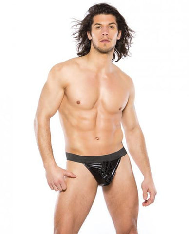 Zeus Wet Look Thong Black O/S