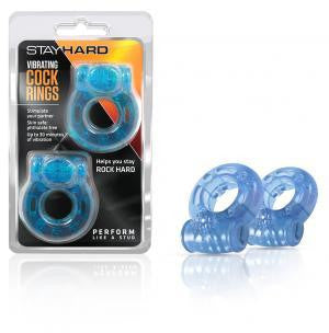 Stay Hard Vibrating Cock Ring 2 Pack - Blue