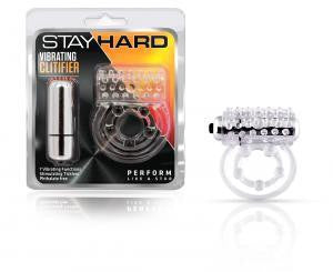 Blush Stay Hard Vibrating Clit Flicker Cock Ring - Clear