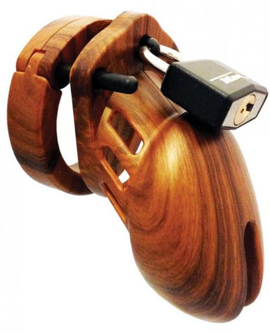 CB-6000S 2 1/2&quot; C*ck Cage and Lock Set - Wood