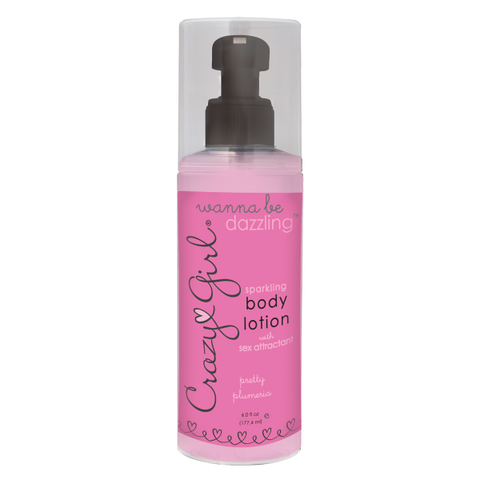 Crazy girl sparkling body lotion w/sex attractant  6 oz pump bottle - plumeria