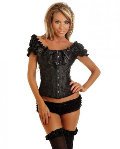 Embroidered Peasant Top Corset Black XL