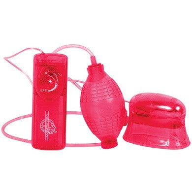 Pucker-Up Vibrating Vaginal And Clitoral Pump - Red