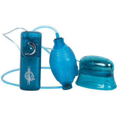 Pucker-Up Vibrating Vaginal &amp; Clitoral Pump - Blue