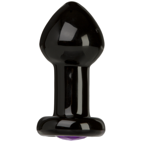 Crystal Butt Plug Medium Black Glass