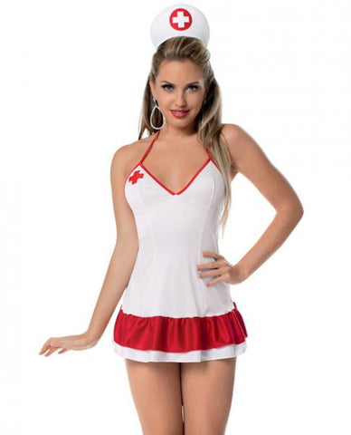 Naughty Nurse&amp;#44; Chemise Hat White Red O/S