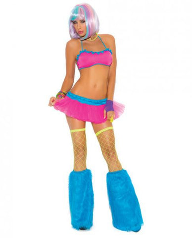 Neon Nites Lycra Bra Top And Tutu Skirt Neon O/S