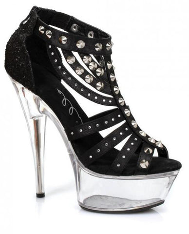 Ellie Shoes Trinity 6&quot; w/Spikes and Glitter Platform Black Eight