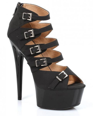 Ellie Shoes Una 6&quot; Buckle Platform w/Stilleto Heel Black Seven