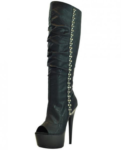 Highest Heel Amber Open Toe Platform Boot Black Ten