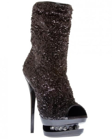 Highest Heel Diamond 5 1/2&quot; Ankle Boot Black Ten