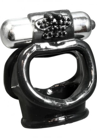 Super Stud C*ck And Ball Sling W/Vibrating Bullet -Black