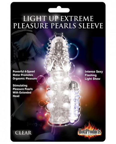 Pulsating Pearl Light Up Vibrating Pleasure Clear Sleeve
