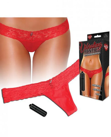 Vibrating Panties Hidden Pocket &amp; Bullet Red M/L