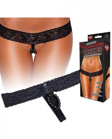 Hustler Stimulating Panties Thong Pearl Pleasure Beads Black S/M