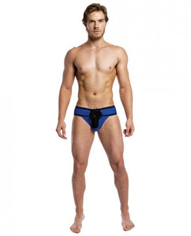 Footballer Lace Up Jock Strap Royal/Black Small