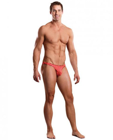Neon Lace Bong Thong Coral S/M
