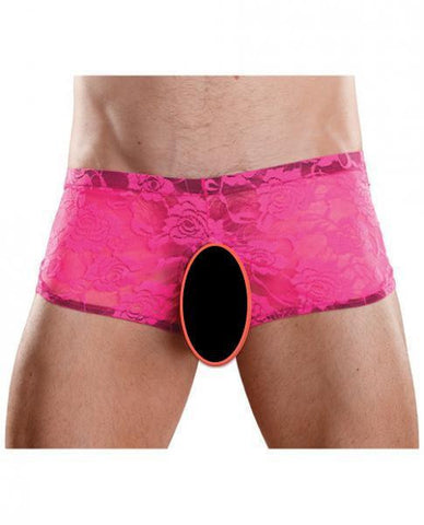 Neon Lace Double Pleasure Shorts Pink L/XL