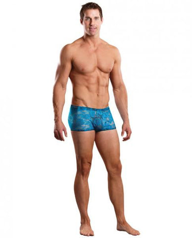 Male Power Neon Lace Mini Short Turquoise Md
