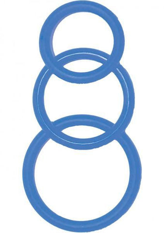 Super Silicone C*ckrings - 3 Sizes - Blue