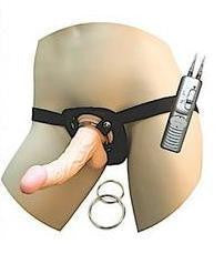 All American Whopper Vib 8in Dong W/Harness Flesh