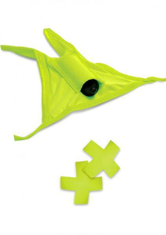 Vibrating Crotchless Panty and Pasties Set - Green