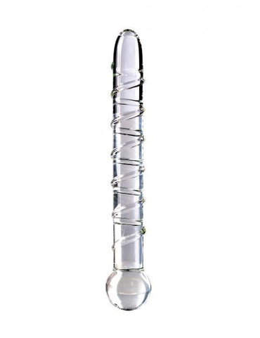 Icicles No. 1 Hand Blown Glass Massager - Clear Swirls