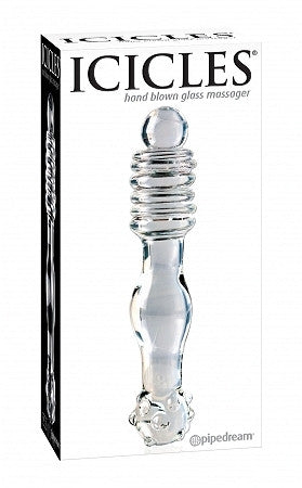Icicles No.11&amp;#44; Hand Blown Glass Massager - Clear