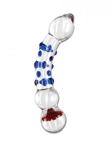 Icicles no. 18 hand blown glass massager - clear w/blue knobs