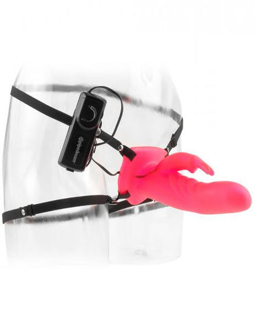 Wonderful Wabbit 7&quot; Hollow Strap On - Pink