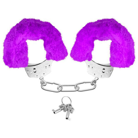 Neon Furry Cuffs Purple Handcuffs