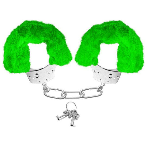 Neon Furry Cuffs Green Handcuffs