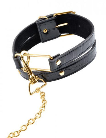 Fetish Fantasy Gold Collar &amp; Leash Black