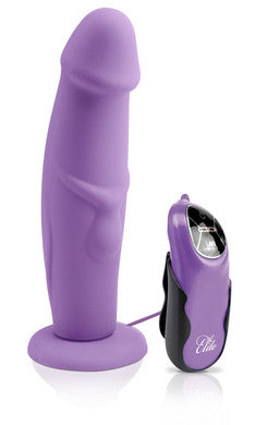 Elite Vibrating 6 Inch Dildo Silicone Waterproof - Purple