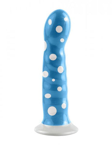 Ceramix Pleasure Pottery Temperature Play Strap On Compatable Dildo No. 4 - White/Blue