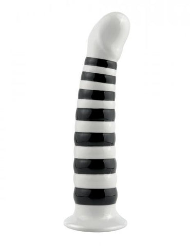 Ceramix Pleasure Pottery Temperature Play Strap On Compatable Dildo No. 6 - White/Black