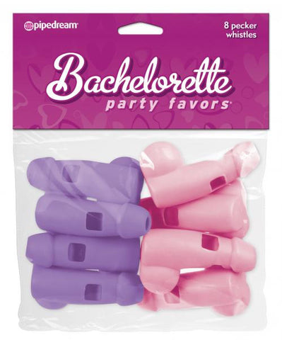 Bachelorette party whistles - pink and purple pack of 8