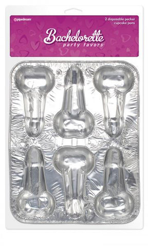 Bachelorette party disposable pecker cup cake pans - pack of 2