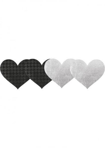 Private Plain Hearts Pasties Black White 2 Pack